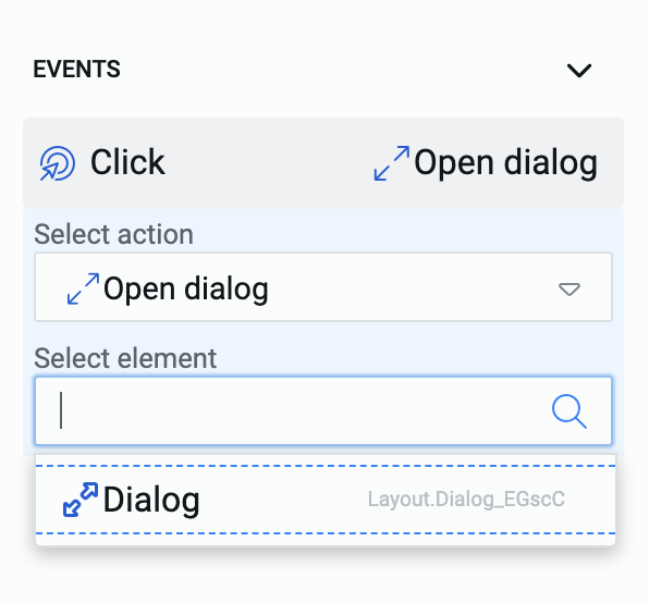 Image showing Open dialog action settings